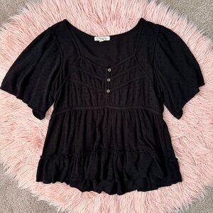 Black Blouse with ruffle detailing
